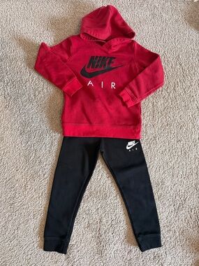 Nike Kids Red Hoodie and Black Joggers Matching Set